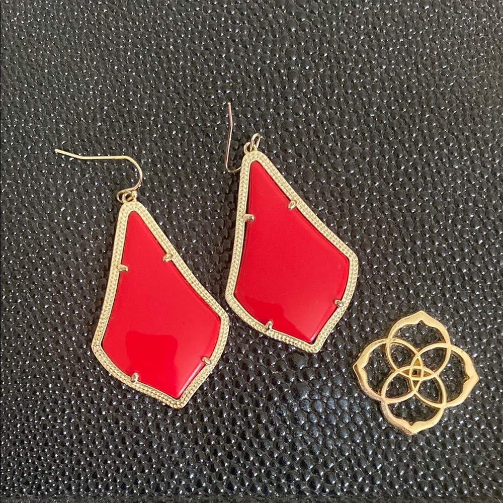 Kendra Scott Red and Gold Geometric Earrings